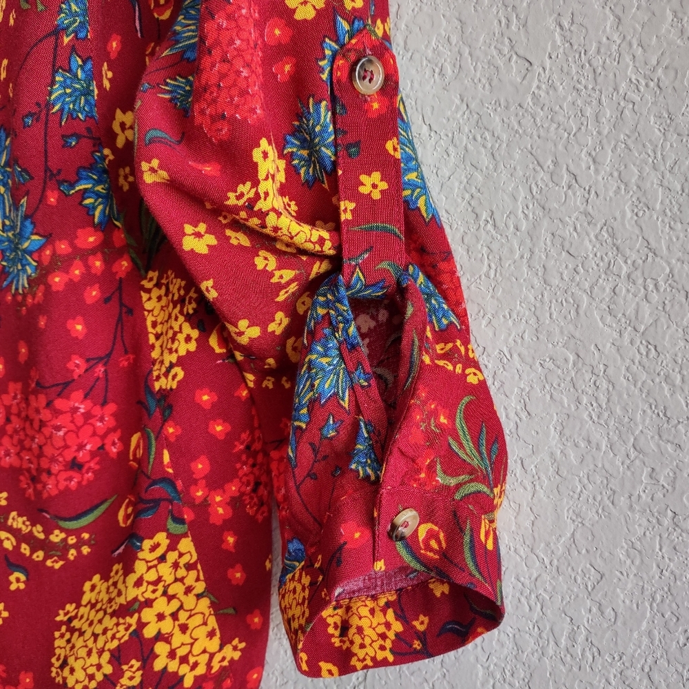 Anthropologie Maeve Size S Floral Viscose Longsleeve Top Shirt Tunic - Picture 7 of 10